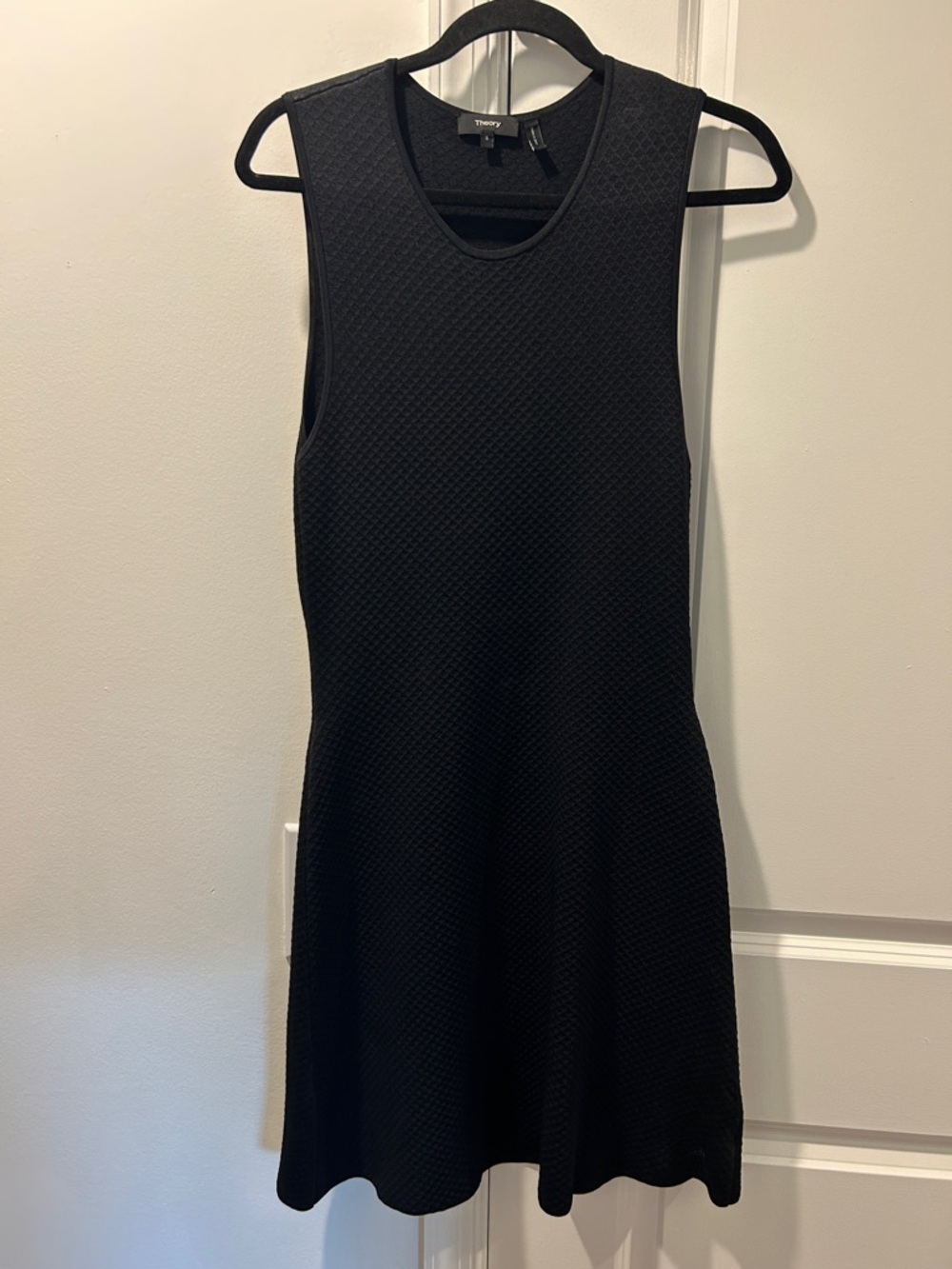 Theory Black Textured Sleeveless Mini Dress